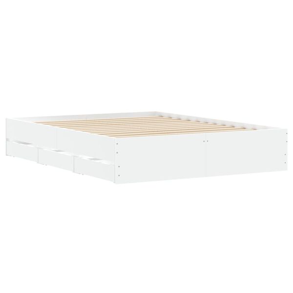 vidaXL Bed Frame with Drawers without Mattress White 140x200 cm