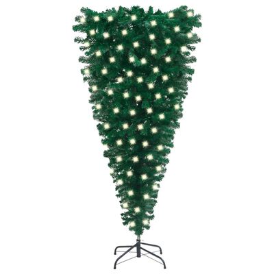 vidaXL Upside-down Artificial Pre-lit Christmas Tree Green 150 cm