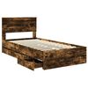vidaXL Bed Frame with Drawer Smoked Oak 100 x 200 cm Engineer Wood