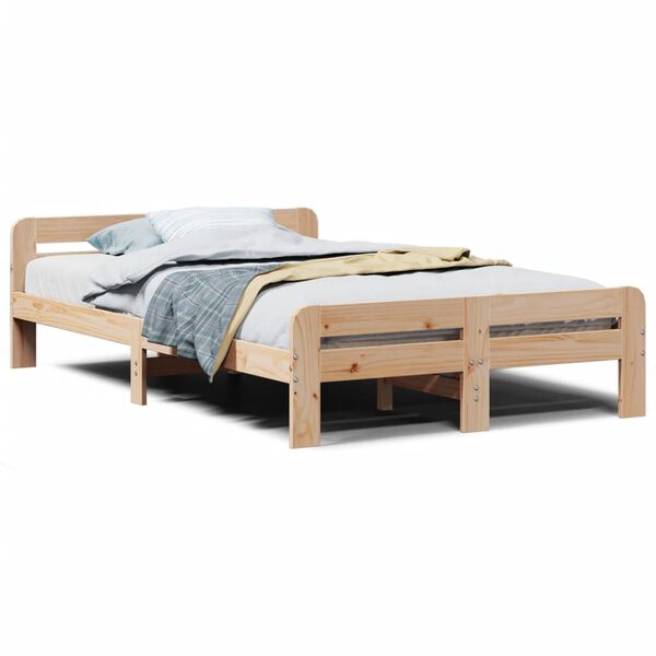 vidaXL Bed Frame without Mattress 135x190 cm Double Solid Wood Pine