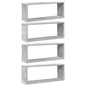 vidaXL Wall Cube Shelf 4 pcs Concrete Grey 60x15x23 cm Engineered Wood