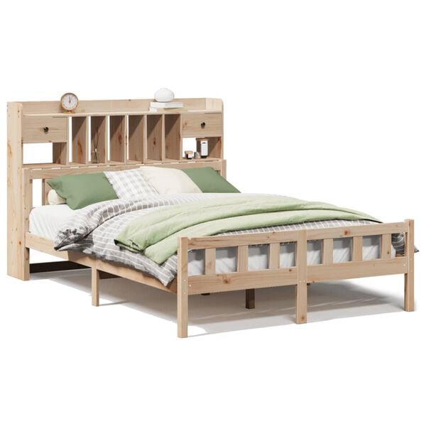 vidaXL Bookcase Bed without Mattress 160x200 cm Solid Wood Pine