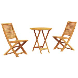 vidaXL Folding Bistro Set Folding 3 pcs Brown Solid Acacia Wood