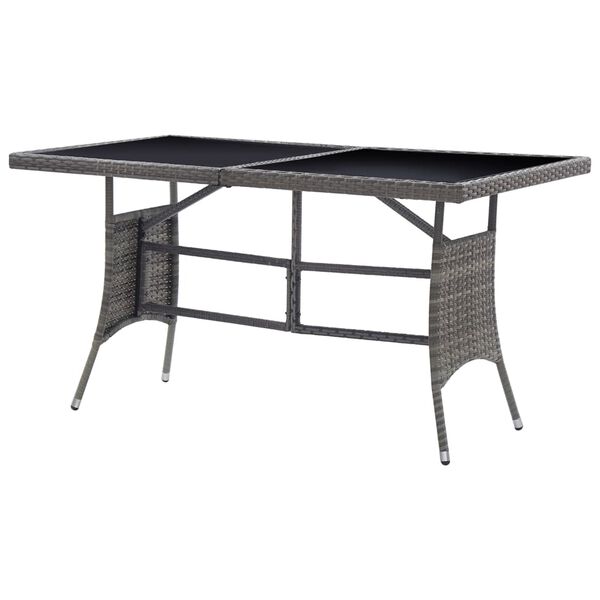 vidaXL Garden Table Grey 140x80x74 cm Poly Rattan