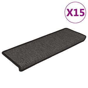 vidaXL Stair Mats Self-adhesive Sisal-Look 15 pcs 65x21x4cm Anthracite