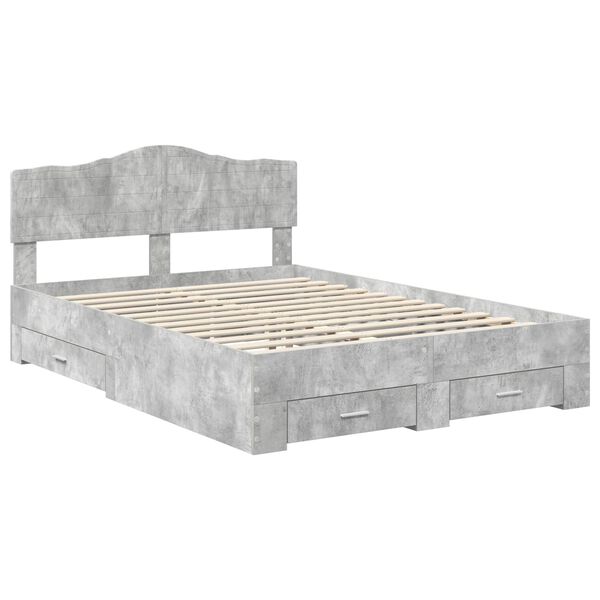 vidaXL Bed Frame Concrete Grey 140 x 200 cm Engineered Wood