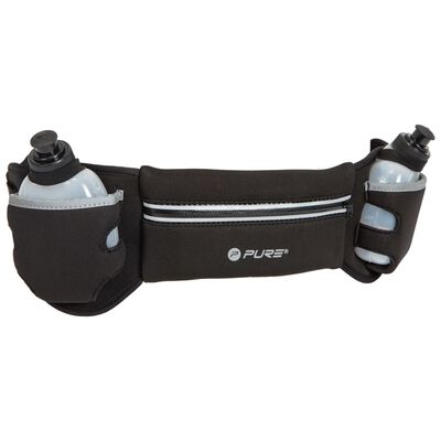 Pure2Improve Running Belt with 2 Bottles Black and Grey