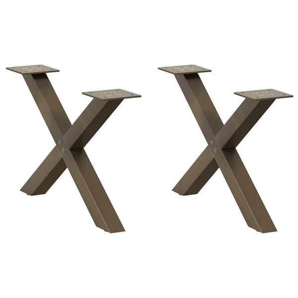vidaXL Coffee Table Legs X-Shaped 2 pcs Natural Steel 50x(30-31) cm Steel