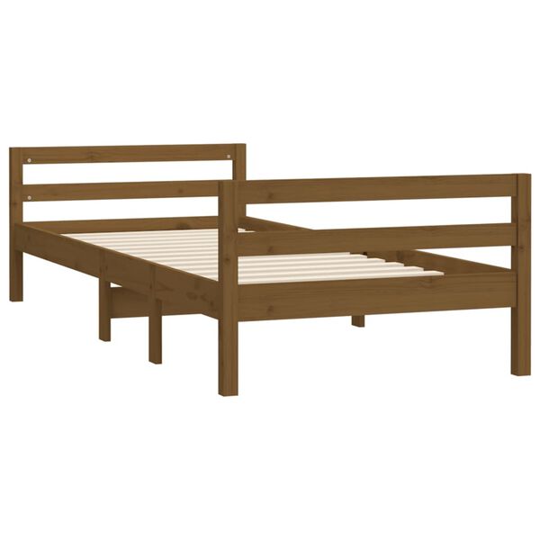 vidaXL Bed Frame without Mattress Honey Brown 75x190 cm Small Single Solid Wood Pine