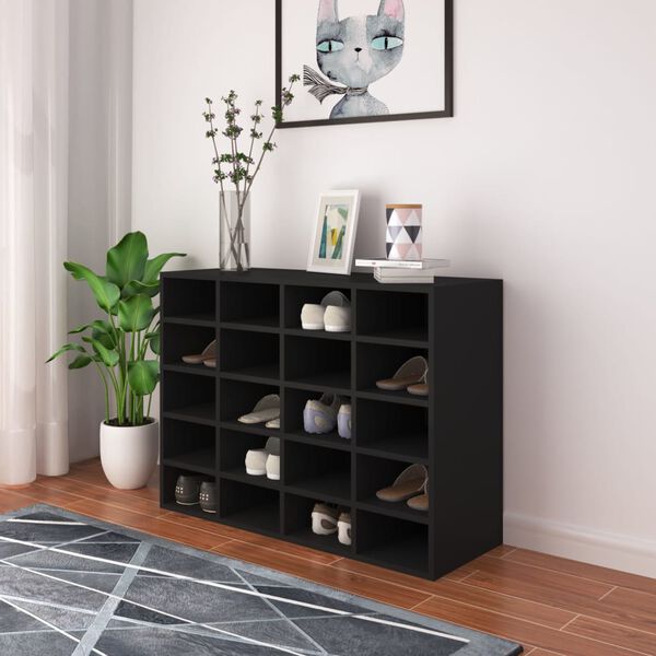 vidaXL Shoe Rack Engineered Wood 92x30x67.5 cm Black