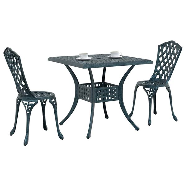 vidaXL Garden Table Set 3 pcs Green Cast Aluminium