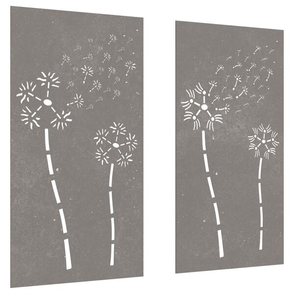 vidaXL Garden Wall Decorations 2pcs 105x55cm Corten Steel Flower Design
