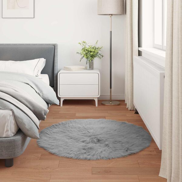 vidaXL Faux Sheepskin Rug Tafalla Grey &Oslash; 100 cm Polyester