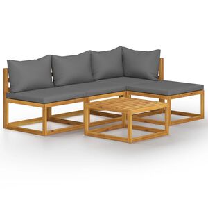 vidaXL 5 Piece Garden Lounge Set with Cushions Solid Wood Acacia