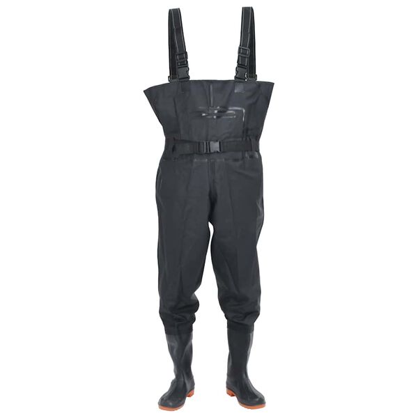 vidaXL Chest Waders with Boots and Belt Black Size 46
