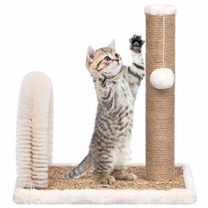 vidaXL Cat Tree | Brown and white | Flakeboard, flush, seagrass | Compact
