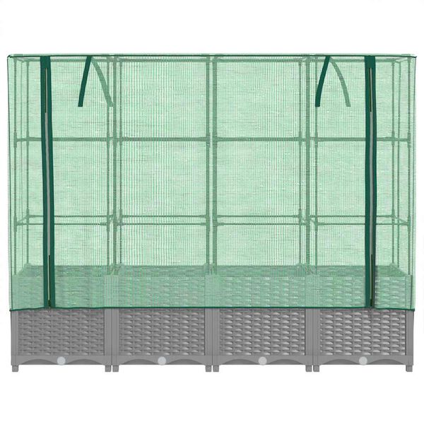 vidaXL Raised Bed with Greenhouse Cover Rattan Look 160x40x138 cm