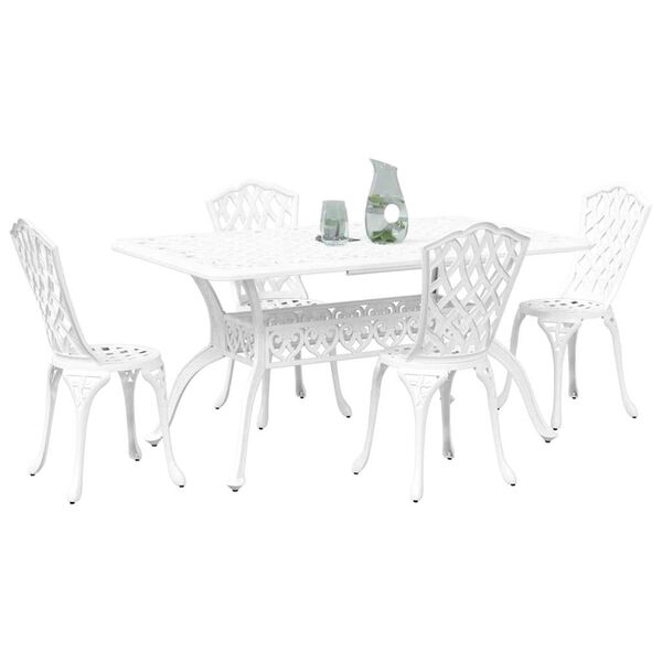 vidaXL Garden Dining Set 5 pcs White Aluminium