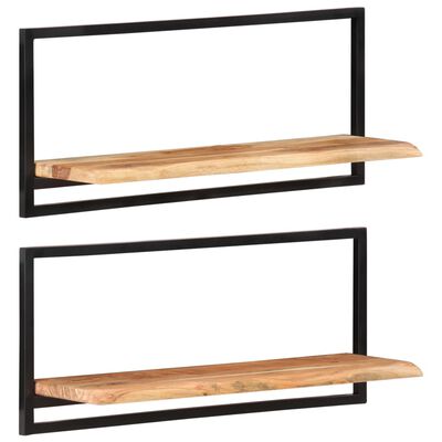 vidaXL Wall Shelves 2 pcs 80x25x35 cm Solid Wood Acacia and Steel