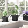 vidaXL Square Flower Pot 6 pcs Black 20 x 20 x 16 cm Plastic
