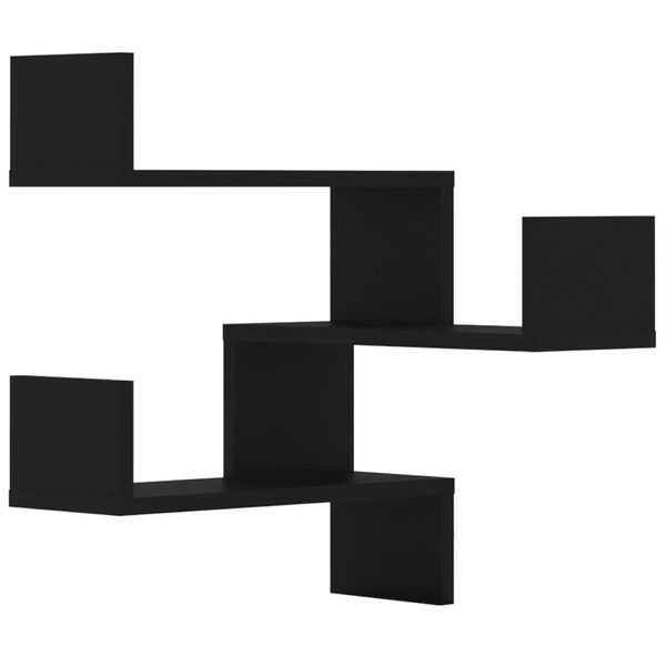 vidaXL Wall Corner Shelf 2 pcs Black 40x40x50 cm Engineered Wood