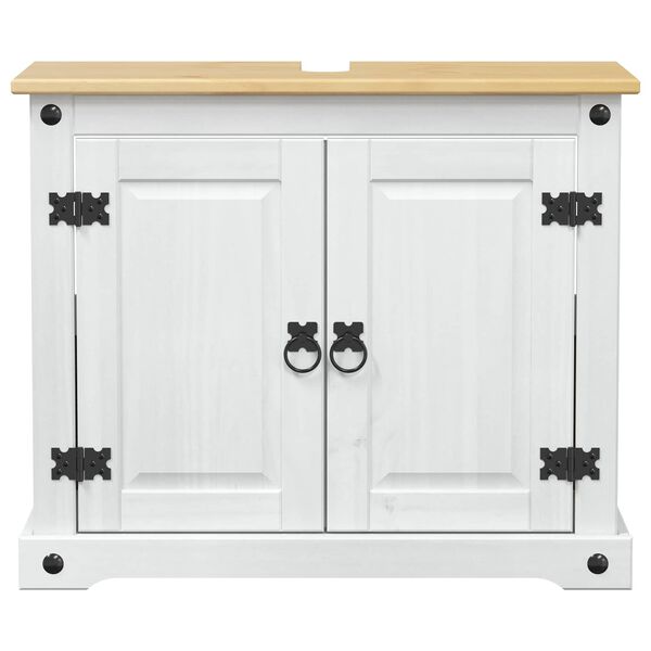 vidaXL Sink cabinet with Shelf White 73 x 33 x 60 cm Solid Pine Wood