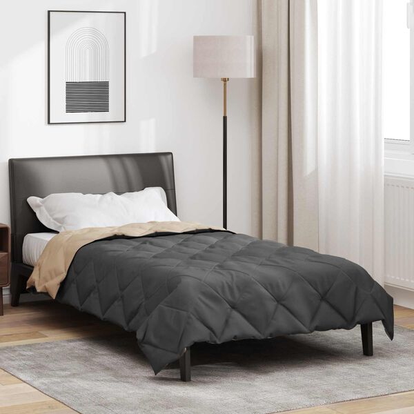 vidaXL Summer Duvet Anthracite and Taupe 220 x 135 cm Microfiber