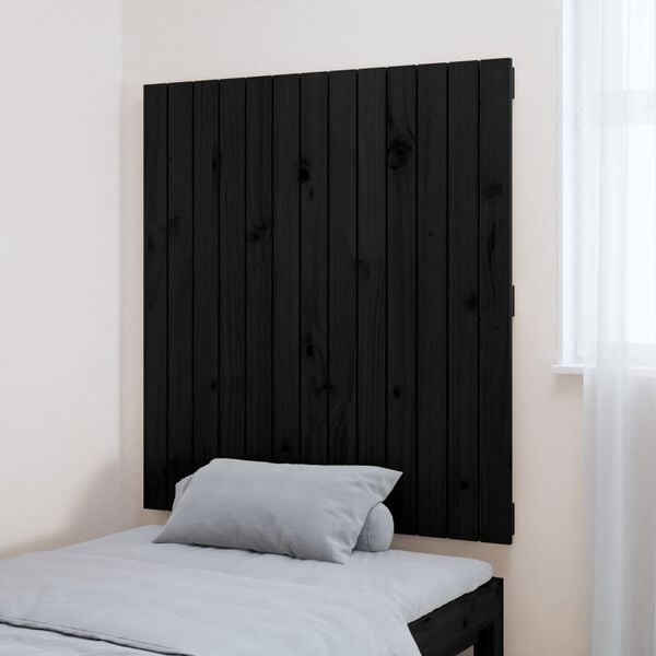 vidaXL Wall Headboard Black 82.5x3x90 cm Solid Wood Pine