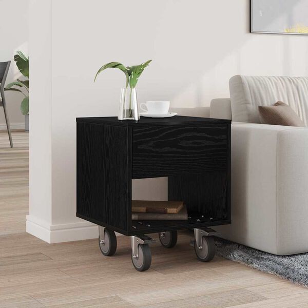vidaXL Bedside Table Black Oak 40.5 x 40 x 48 cm Engineered Wood