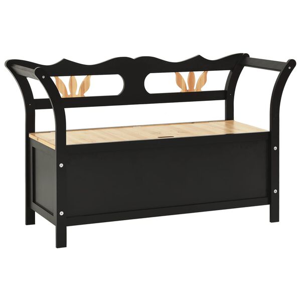 vidaXL Storage Bench 126 cm Black Solid Fir Wood