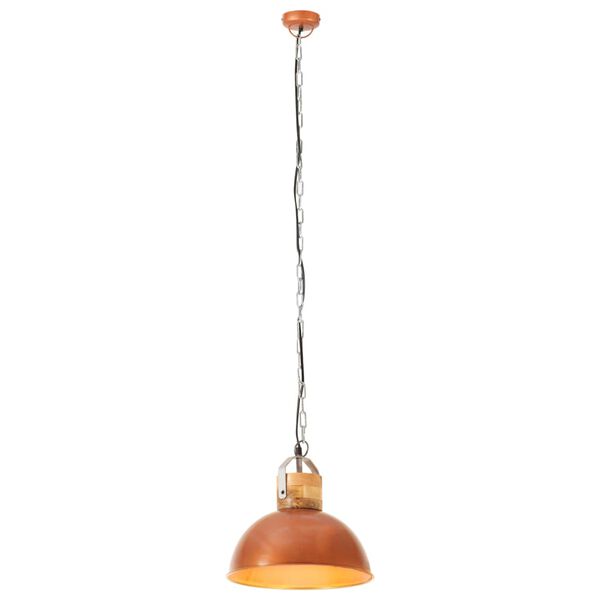 vidaXL Industrial Hanging Lamp Copper Round 32 cm E27 Solid Mango Wood