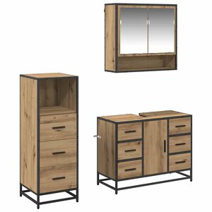 vidaXL Bathroom Furniture Set 3 pcs Artisan Oak Engineered Wood