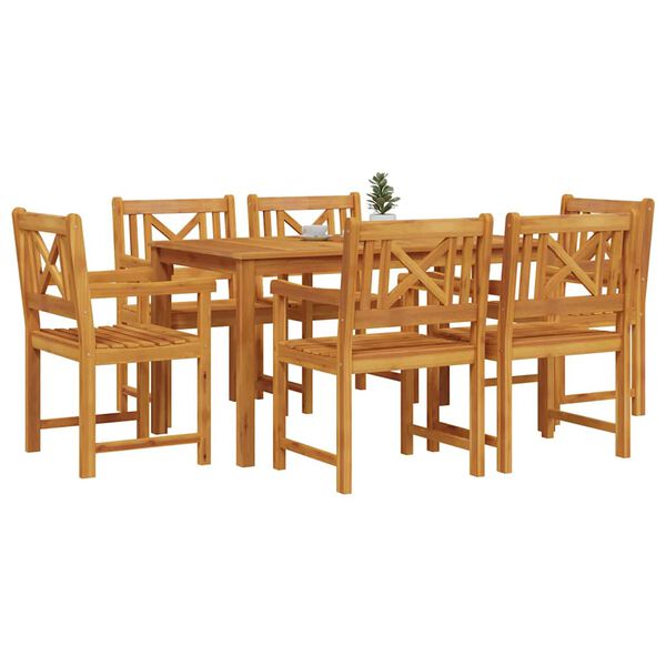 vidaXL Garden Dining Set 7 pcs Brown Solid Acacia Wood