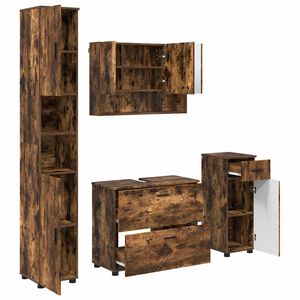 vidaXL Bathroom Furniture Set with Drawer with Shelf 4 pcs Smoked Oak