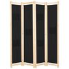 vidaXL 4-Panel Room Divider Black 160x170x4 cm Fabric