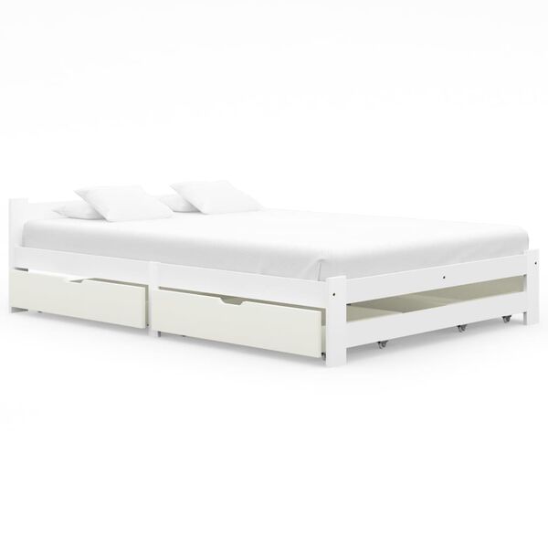 vidaXL Bed Frame without Mattress White Solid Wood 160x200 cm