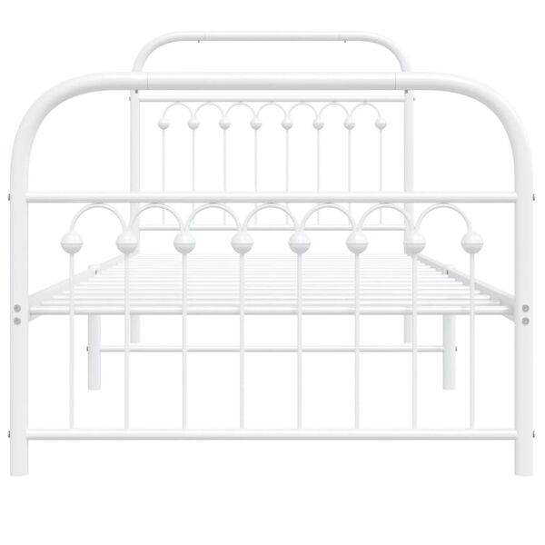 vidaXL Metal Bed Frame without Mattress with Footboard White 90x200cm