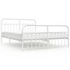 vidaXL Metal Bed Frame without Mattress with Footboard White 180x200cm