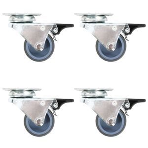 vidaXL Twin-wheel Swivel Casters with Double Brakes 4 pcs 50 mm