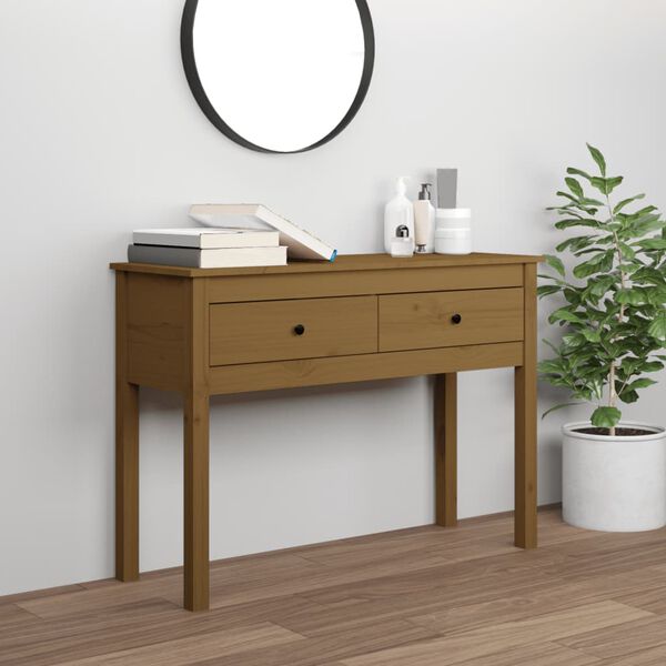 vidaXL Console Table Honey Brown 100x35x75 cm Solid Wood Pine