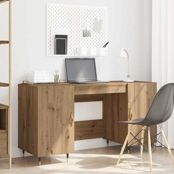 vidaXL Desk with Shelf Artisan oak 140 x 50 x 75 cm Engineered wood