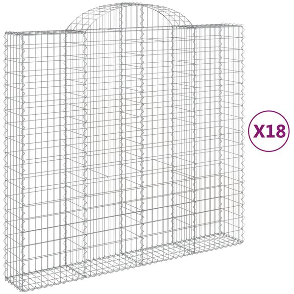 vidaXL Arched Gabion Baskets 18 pcs 200x50x180/200 cm Galvanised Iron