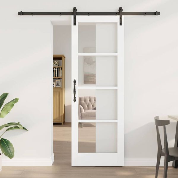 vidaXL Sliding Door ORKDAL White and Black 73.5 x 211 cm
