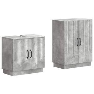 vidaXL 2 Piece Bathroom Cabinet Set HOORN Concrete Grey