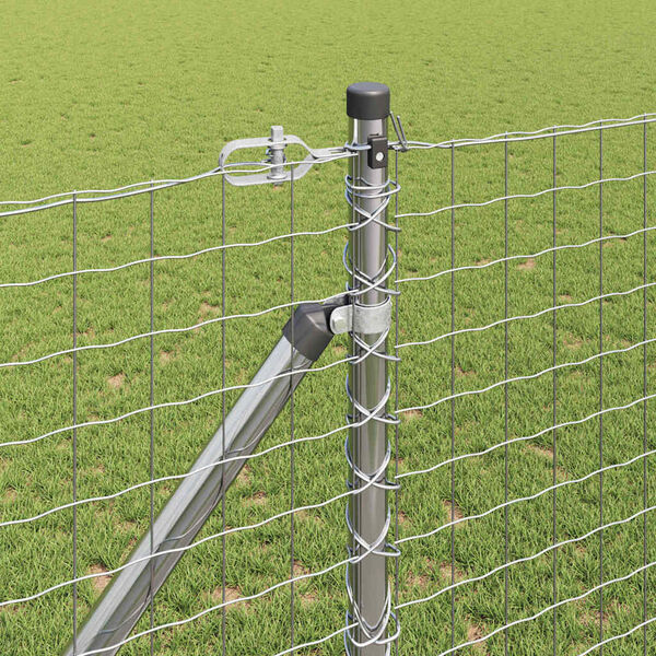 vidaXL Fence Post 7 pcs Silver Steel