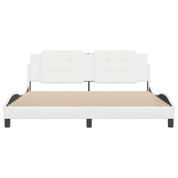 vidaXL Bed Frame without Mattress "Zadar" White 180x200 cm Super King Faux Leather