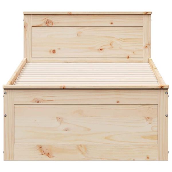 vidaXL Bed Frame without Mattress with Headboard 90x190 cm Single Solid Wood Pine