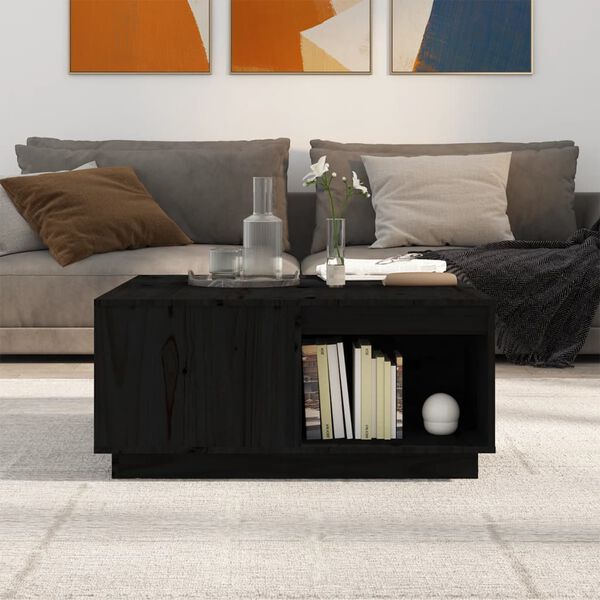 vidaXL Coffee Table Black 80x81x36.5 cm Solid Wood Pine