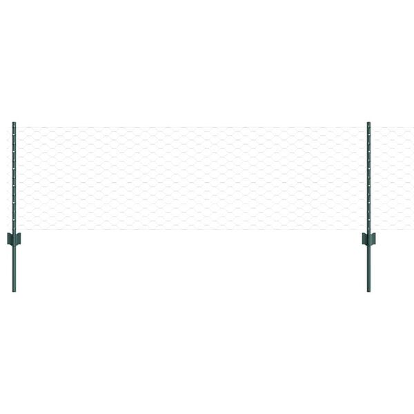 vidaXL Fence with Post Green 0.6 x 100 m Steel and PVC