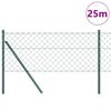 vidaXL Fence Post Green 25 x 0.4 m (60 x 60 mm mesh) Steel and PVC